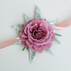 Esküvői csuklódísz selyemvirágból mályva rózsaszín, Esküvő, Ékszer, Karkötő & Csuklódísz, Virágkötés, MESKA