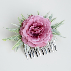 Menyasszonyi fésűs hajdísz málya rózsaszín, Esküvő, Hajdísz, Fésűs hajdísz, Virágkötés, MESKA