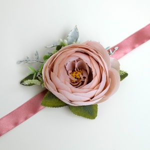 Esküvői csuklódísz selyemvirágból mályva rózsaszín, Esküvő, Ékszer, Karkötő & Csuklódísz, Virágkötés, MESKA