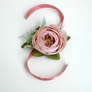 Esküvői csuklódísz selyemvirágból mályva rózsaszín, Esküvő, Ékszer, Karkötő & Csuklódísz, Virágkötés, MESKA