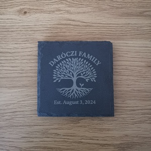 Egyedileg gravírozott kő poháralátét (4 db) - otthon & életmód - konyhafelszerelés, tálalás - tálalás - tányér- és poháralátét - Meska.hu