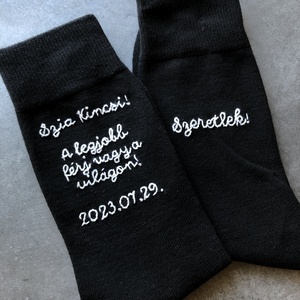 Hímzett, egyedi zokni - esküvő - esküvői szett - Meska.hu