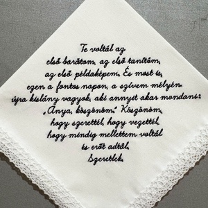 Hímzett, egyedi keszkenő, szülőköszöntő - esküvő - emlék & ajándék - szülőköszöntő ajándék - Meska.hu