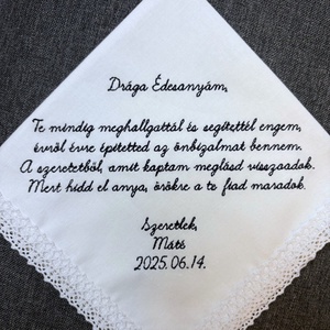 Hímzett, egyedi keszkenő, szülőköszöntő - esküvő - emlék & ajándék - szülőköszöntő ajándék - Meska.hu
