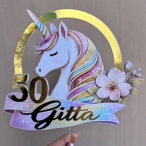 Elegáns Unikornis tortabeszúró, Esküvő, Dekoráció, Sütidísz, Papírművészet, MESKA