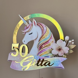 Elegáns Unikornis tortabeszúró - esküvő - dekoráció - sütidísz - Meska.hu