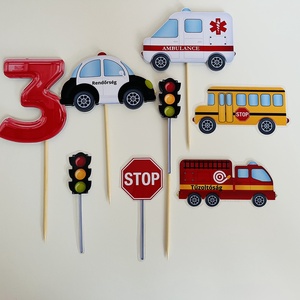 Több Darabos Járműves Tortabeszúró � Mentő, Tűzoltó, Busz, Rendőr!, Esküvő, Dekoráció, Sütidísz, Papírművészet, MESKA