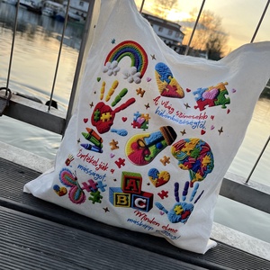 Autizmus világnap vászontáska � adományos kampány (limitált) - táska & tok - kézitáska & válltáska - válltáska - Meska.hu