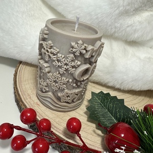 Mézeskalácsos Karácsonyi Henger Gyertya - Barna - otthon & életmód - gyertya, illat, aroma - gyertya - Meska.hu