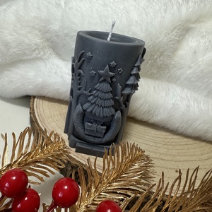 Szarvasos Szójaviasz Henger Gyertya - Fekete - otthon & életmód - gyertya, illat, aroma - gyertya - Meska.hu