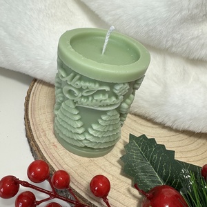 Karácsonyi Henger Gyertya - Zöld - esküvő - dekoráció - gyertya & gyertyatartó - Meska.hu