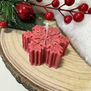 Hópehely Szójaviasz Gyertya - Piros - otthon & életmód - gyertya, illat, aroma - gyertya - Meska.hu