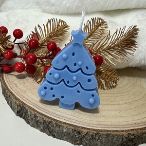 Karácsonyfa Gyertya - Kék - Meska.hu