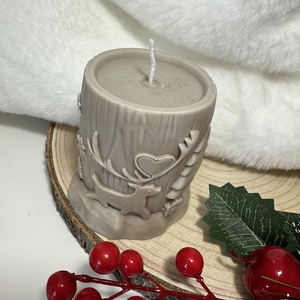 Karácsonyi Szójaviasz Henger Gyertya - Barna - otthon & életmód - gyertya, illat, aroma - gyertya - Meska.hu