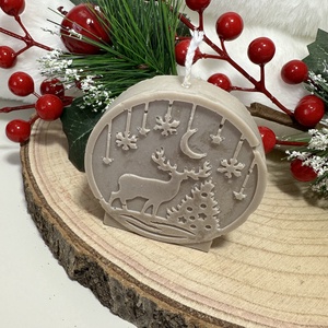 Karácsonyi Szarvasos Szójaviasz Gyertya - Barna, Otthon & Életmód, Gyertya, illat, aroma, Gyertya, Gyertya-, mécseskészítés, MESKA