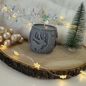 Karácsonyi Szójaviasz Henger Gyertya - Szürke - otthon & életmód - gyertya, illat, aroma - gyertya - Meska.hu