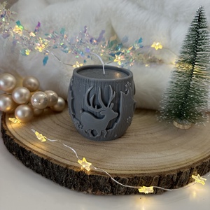Karácsonyi Szójaviasz Henger Gyertya - Szürke - otthon & életmód - gyertya, illat, aroma - gyertya - Meska.hu