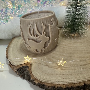 Karácsonyi Szójaviasz Henger Gyertya - Barna, Otthon & Életmód, Gyertya, illat, aroma, Gyertya, Gyertya-, mécseskészítés, MESKA