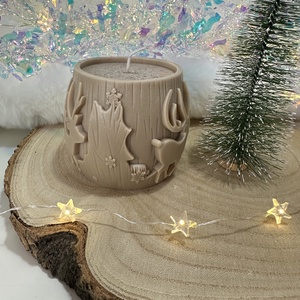 Karácsonyi Szójaviasz Henger Gyertya - Barna - otthon & életmód - gyertya, illat, aroma - gyertya - Meska.hu