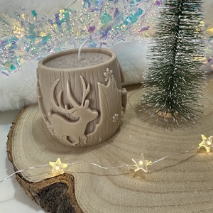 Karácsonyi Szójaviasz Henger Gyertya - Barna - otthon & életmód - gyertya, illat, aroma - gyertya - Meska.hu