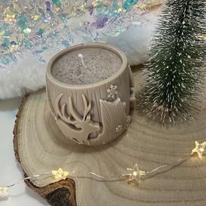 Karácsonyi Szójaviasz Henger Gyertya - Barna - otthon & életmód - gyertya, illat, aroma - gyertya - Meska.hu