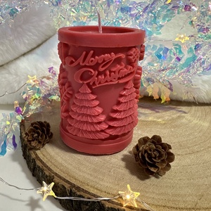 Karácsonyi Szójaviasz Henger Gyertya - Piros - otthon & életmód - gyertya, illat, aroma - gyertya - Meska.hu