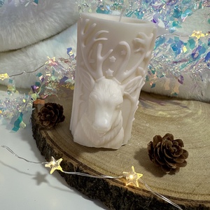 Szarvasos Szójaviasz Henger Gyertya - Fehér/Púder, Otthon & Életmód, Gyertya, illat, aroma, Gyertya, Gyertya-, mécseskészítés, MESKA