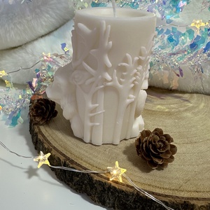 Szarvasos Szójaviasz Henger Gyertya - Fehér/Púder - otthon & életmód - gyertya, illat, aroma - gyertya - Meska.hu