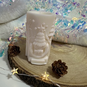 Szarvasos Szójaviasz Henger Gyertya - Fehér/Púder - otthon & életmód - gyertya, illat, aroma - gyertya - Meska.hu