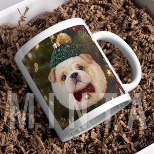 Karácsonyi bögre - Bulldog, Kellékek & szerszámok, Díszíthető tárgyak, Kerámia, Kerámia, MESKA