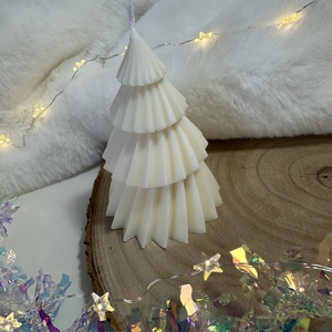 Csavart Karácsonyfa Gyertya - Fehér - Meska.hu