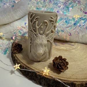 Szarvasos Szójaviasz Henger Gyertya - Barna - Meska.hu