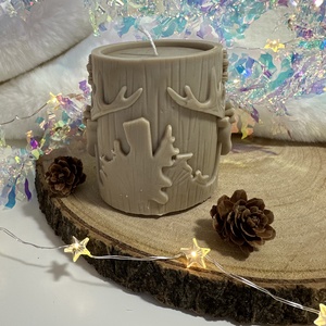 Szarvasos Szójaviasz Henger Gyertya - Barna - otthon & életmód - gyertya, illat, aroma - gyertya - Meska.hu