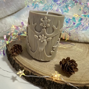 Szarvasos Szójaviasz Henger Gyertya - Barna - otthon & életmód - gyertya, illat, aroma - gyertya - Meska.hu