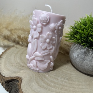 Húsvéti Nyuszis Dekor Henger Gyertya - Púder Rózsaszín - otthon & életmód - gyertya, illat, aroma - gyertya - Meska.hu