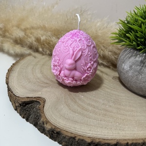 Húsvéti Nyuszis Tojás Henger Gyertya - Rózsaszín - Meska.hu