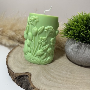 Húsvéti Nyuszis Dekor Henger Gyertya - Zöld - otthon & életmód - gyertya, illat, aroma - gyertya - Meska.hu