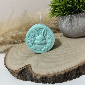 Húsvéti Nyuszis Dekor Gyertya - Türkiz, Otthon & Életmód, Gyertya, illat, aroma, Gyertya, Gyertya-, mécseskészítés, MESKA