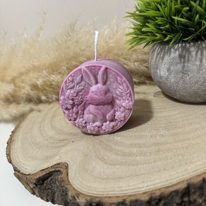 Húsvéti Nyuszis Dekor Gyertya - Rózsaszín, Otthon & Életmód, Gyertya, illat, aroma, Gyertya, Gyertya-, mécseskészítés, MESKA