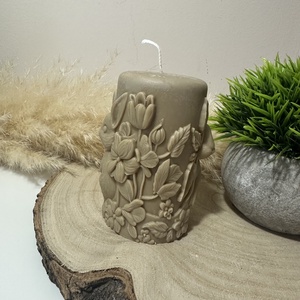 Húsvéti Nyuszis Dekor Henger Gyertya - Barna - otthon & életmód - gyertya, illat, aroma - gyertya - Meska.hu