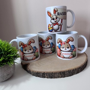 Egyedi névvel ellátott húsvéti nyuszis bögre - otthon & életmód - konyhafelszerelés, tálalás - tálalás - bögre & csésze - Meska.hu