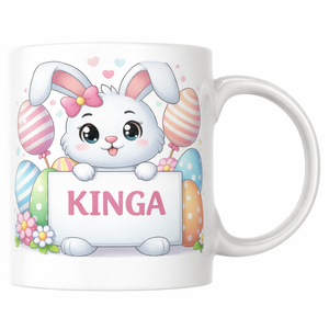 Egyedi névvel ellátott húsvéti nyuszis bögre, Otthon & Életmód, Konyhafelszerelés, tálalás, Tálalás, Bögre & Csésze, Kerámia, MESKA