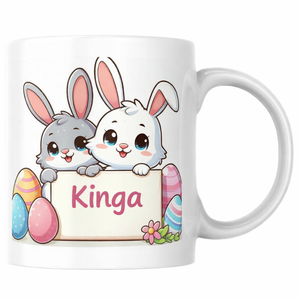 Egyedi névvel ellátott húsvéti nyuszis bögre, Otthon & Életmód, Konyhafelszerelés, tálalás, Tálalás, Bögre & Csésze, Kerámia, MESKA