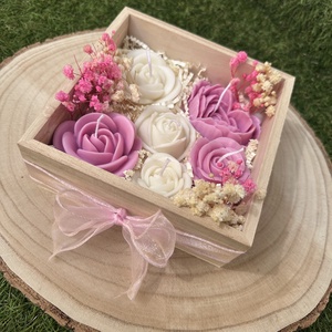 Gyertya Virág Box/Doboz - Rózsaszín/Fehér - Meska.hu