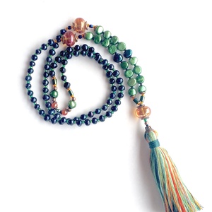 MIDORI zöld és fekete tenyésztett gyöngy Mala nyaklánc  -  - Meska.hu