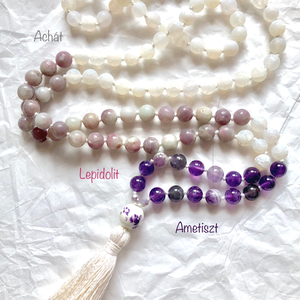 Achát, lepidolit  és ametiszt ásvány nyaklánc, ásványékszer , Otthon & Életmód, Dekoráció, Spiritualitás, Ásványok, Ékszerkészítés, MESKA