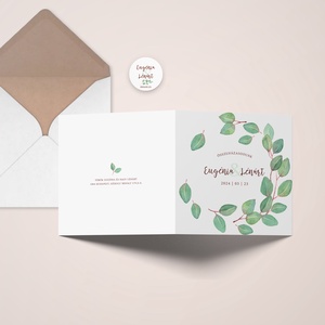 Esküvői meghívó, kinyitható, egyedi fényképes, Eukaliptusz greenery - esküvő - meghívó & kártya - meghívó - Meska.hu