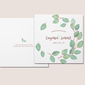 Esküvői meghívó, kinyitható, egyedi fényképes, Eukaliptusz greenery - esküvő - meghívó & kártya - meghívó - Meska.hu