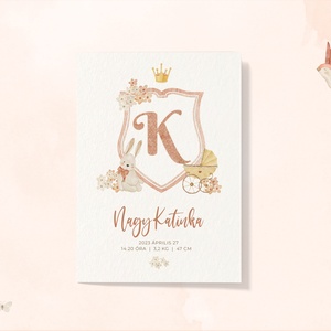 Megérkeztem babaposzter kislányoknak, megszülettem, keresztelő ajándék, újszülött ajándék babaszobába, baba címer - otthon & életmód - babaszoba, gyerekszoba - babaszoba kép - Meska.hu