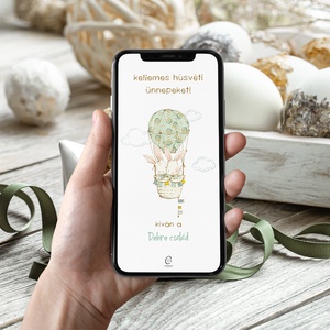 Húsvéti képeslap telefonra, személyre szoló, digitális, letölthető húsvéti üdvözlőlap, zero waste képeslap, Otthon & Lakás, Papír írószer, Képeslap & Levélpapír, Fotó, grafika, rajz, illusztráció, Meska